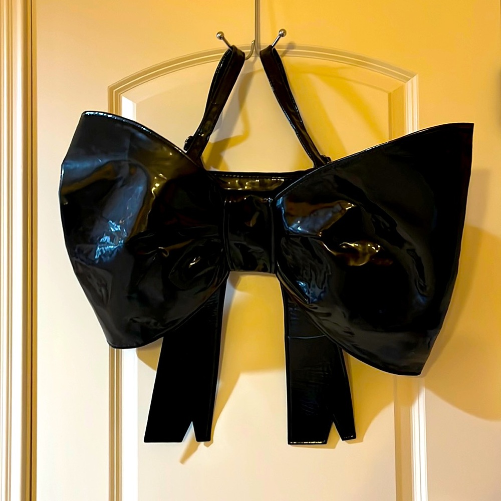 Large patent leather Fortnite bow backpack